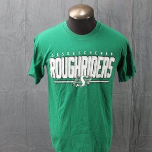 Saskatchewan Roughriders Shirt (Retro) - Block Script with Logo - Men's Medium